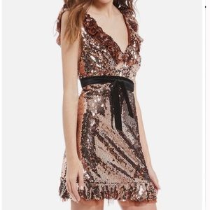 Free People Sequin Mini Dress in Bronze and Black